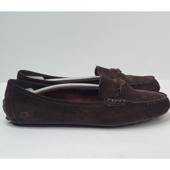 Born Kasa 11M Brown Suede Loafer Slip On Moccasins Rubber Sole Comfort Casual - Picture 3 of 12
